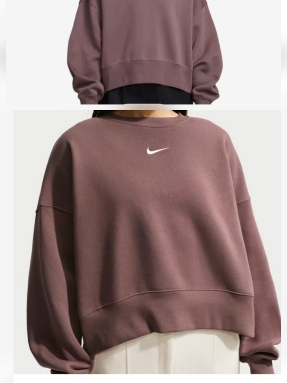 Nike Women's Oversized Dusty Mauve Fleece Crewneck Sweatshirt Size XXS -XL